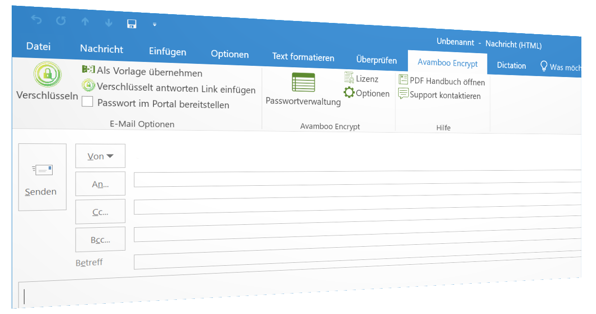 Avamboo Encrypt Toolbar in Outlook